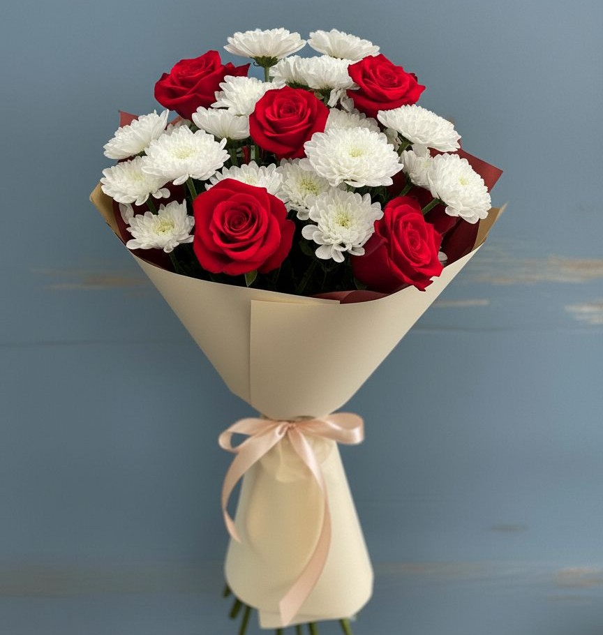 Букет цветов из: Розы и Хризантемы в Дор