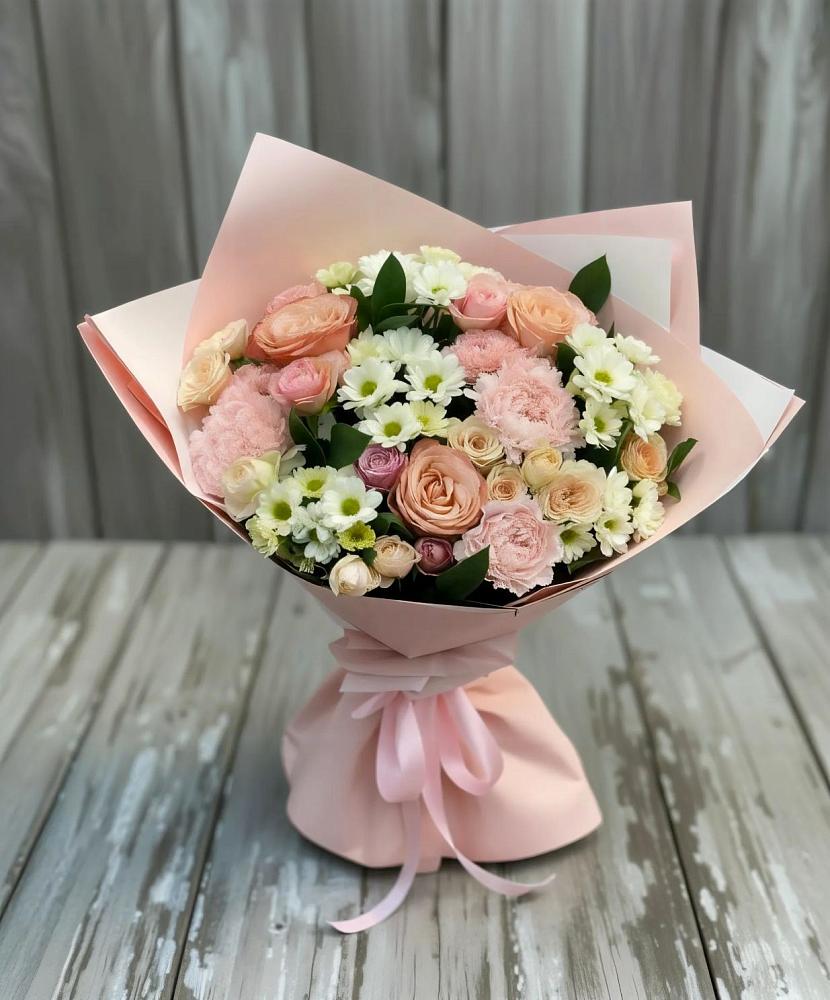 Букет цветов из: Гвоздики, Розы и Хризантемы в Дор