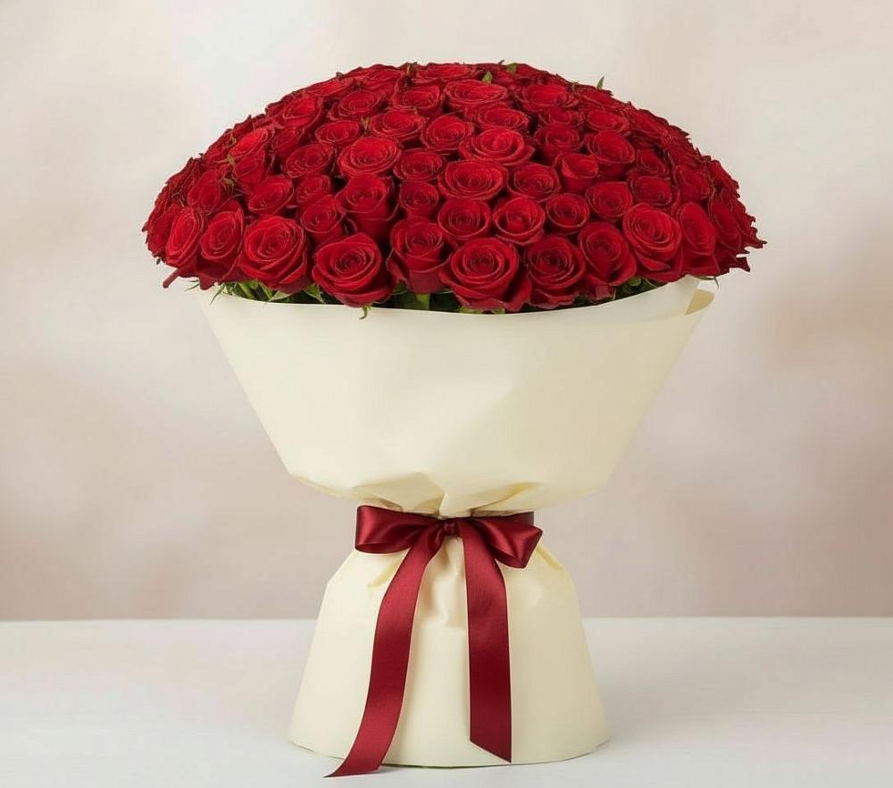 Букет 101 Красная роза Милано в Дор