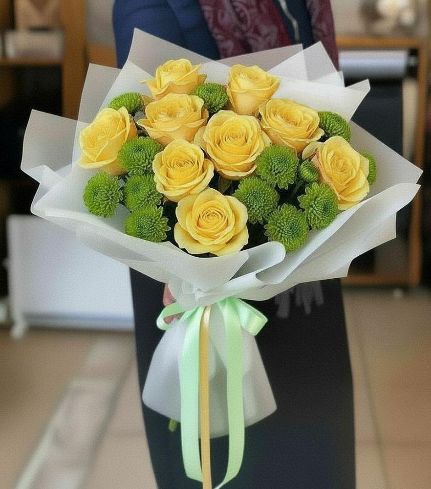 Букет цветов из: Хризантемы и Розы в Дор