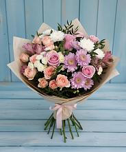 Букет цветов из:  Хризантемы, Розы и Альстромерии в Дор