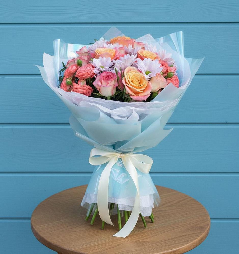 Букет цветов из: Хризантемы и Розы в Дор