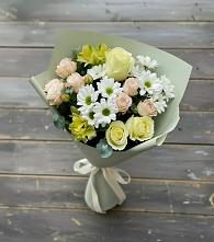 Букет цветов из:  Альстромерии, Розы и Хризантемы в Дор