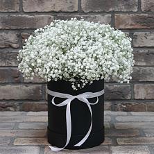 Цветочная композиция из Гипсофила в шляпной коробке в Дор